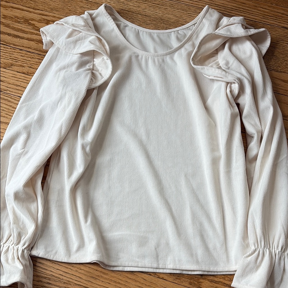 Elegant Cream Ruffle Sleeve Top